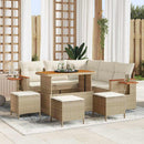 Havesofa Sæt med pude 10 pcs Beige og creme polyrattan