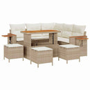 Havesofa Sæt med pude 10 pcs Beige og creme polyrattan