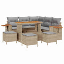 Havesofa Sæt med pude 10 pcs Beige og lys grå polyrattan