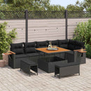 Havesofa Sæt med pude 11 pcs Sort polyrattan