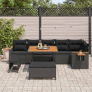 Havesofa Sæt med pude 11 pcs Sort polyrattan