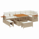 Havesofa Sæt med pude 11 pcs Beige og creme polyrattan