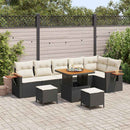 Havesofa Sæt med pude 11 pcs Sort og Cream polyrattan