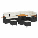 Havesofa Sæt med pude 11 pcs Sort og Cream polyrattan