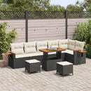 Havesofa Sæt med pude 11 pcs Sort og Cream polyrattan