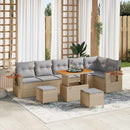 Havesofa Sæt med pude 11 pcs Beige og lys grå polyrattan