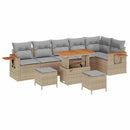 Havesofa Sæt med pude 11 pcs Beige og lys grå polyrattan