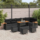 Havesofa Sæt med pude 12 pcs Sort polyrattan