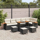 Havesofa Sæt med pude 12 pcs Sort og Cream polyrattan