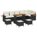 Havesofa Sæt med pude 12 pcs Sort og Cream polyrattan
