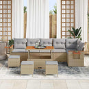Havesofa Sæt med pude 12 pcs Beige og lys grå polyrattan