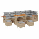 Havesofa Sæt med pude 12 pcs Beige og lys grå polyrattan