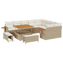 Havesofa Sæt med pude 13 pcs Beige og creme polyrattan