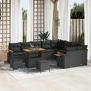 Havesofa Sæt med pude 13 pcs Sort polyrattan