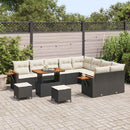 Havesofa Sæt med pude 13 pcs Sort og Cream polyrattan