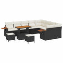 Havesofa Sæt med pude 13 pcs Sort og Cream polyrattan