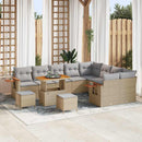 Havesofa Sæt med pude 13 pcs Beige og lys grå polyrattan