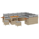 Havesofa Sæt med pude 13 pcs Beige og lys grå polyrattan