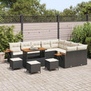 Havesofa Sæt med pude 14 pcs Sort og Cream polyrattan