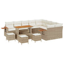 Havesofa Sæt med pude 14 pcs Beige og creme polyrattan