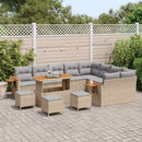 Havesofa Sæt med pude 14 pcs Beige og lys grå polyrattan