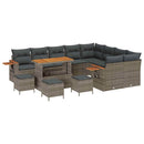 Havesofa Sæt med pude 14 pcs Grå polyrattan