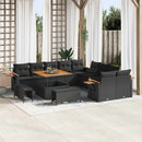 Havesofa Sæt med pude 17 pcs Sort polyrattan