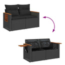 Havesofa Sæt med pude 17 pcs Sort polyrattan