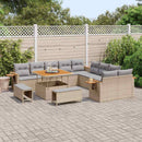 Havesofa Sæt med pude 17 pcs Beige og lys grå polyrattan