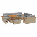 Havesofa Sæt med pude 17 pcs Beige og lys grå polyrattan