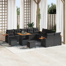 Havesofa Sæt med pude 17 pcs Sort polyrattan