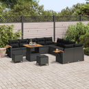 Havesofa Sæt med pude 17 pcs Sort polyrattan