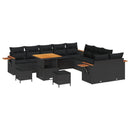 Havesofa Sæt med pude 17 pcs Sort polyrattan