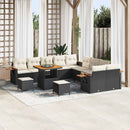 Havesofa Sæt med pude 17 pcs Sort og Cream polyrattan