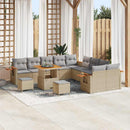 Havesofa Sæt med pude 17 pcs Beige og lys grå polyrattan