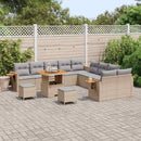 Havesofa Sæt med pude 17 pcs Beige og lys grå polyrattan