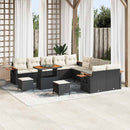 Havesofa Sæt med pude 17 pcs Sort og Cream polyrattan