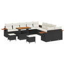 Havesofa Sæt med pude 17 pcs Sort og Cream polyrattan