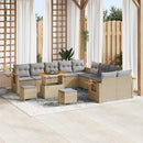 Havesofa Sæt med pude 17 pcs Beige og lys grå polyrattan