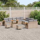 Havesofa Sæt med pude 17 pcs Beige og lys grå polyrattan