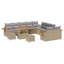Havesofa Sæt med pude 17 pcs Beige og lys grå polyrattan