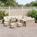Havesofa Sæt med pude 18 pcs Beige og creme polyrattan