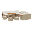 Havesofa Sæt med pude 18 pcs Beige og creme polyrattan