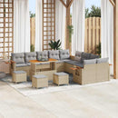 Havesofa Sæt med pude 18 pcs Beige og lys grå polyrattan