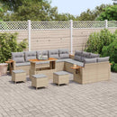 Havesofa Sæt med pude 18 pcs Beige og lys grå polyrattan