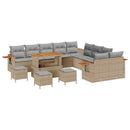 Havesofa Sæt med pude 18 pcs Beige og lys grå polyrattan