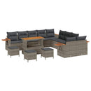 Havesofa Sæt med pude 18 pcs Grå polyrattan