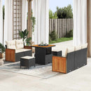 Havesofa Sæt med pude 10 pcs Sort og Cream polyrattan