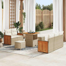 Havesofa Sæt med pude 10 pcs Beige og creme polyrattan