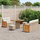 Havesofa Sæt med pude 10 pcs Beige og creme polyrattan